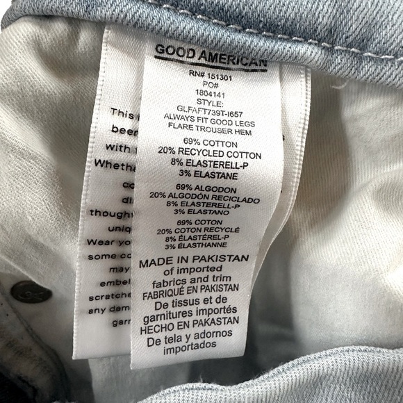 Good American Always Fits Good Legs Flare Distressed Lt Blue Wash Size 14-18 NWT - Picture 15 of 16
